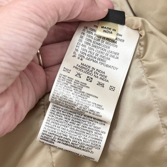 Brand New Diesel Women's Tan Leather Biker Jacket, Size XXS - Picture 10 of 11